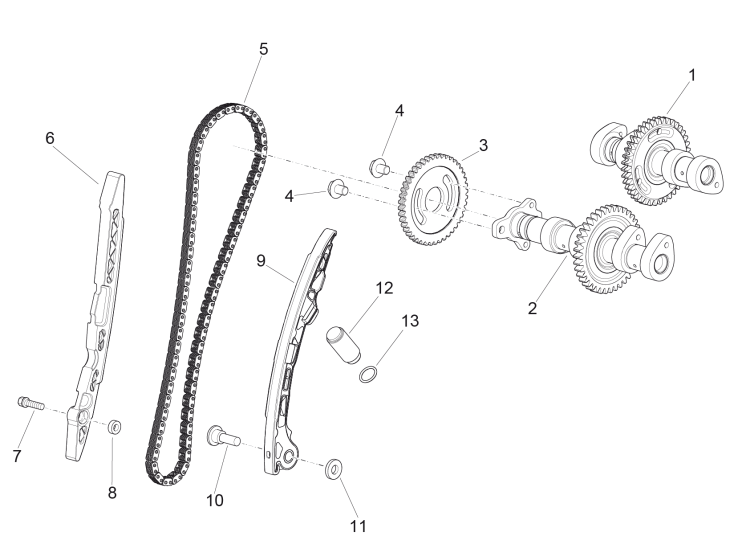 2A0003295 Rear exhaust camshaft complete-Ps7